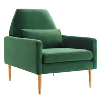 Modway - Liliana Performance Velvet Fauteuil - Émeraude-Fauteuil rétro moderne