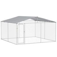 PawHut - Chenil pour chien 13 pi x 13 pi x 7,6 pi avec auvent pour extérieur-La niche pour chien fermée offre suffisamment d'espace pour que votre animal puisse faire de l'exercice et jouer 