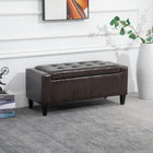 HOMCOM - Banc de rangement avec pouf à dessus rabattable - brun-L’éponge à haute densité et la housse en cuir PU de qualité supérieure lui confèrent une assise particulièrement douce et confortable 