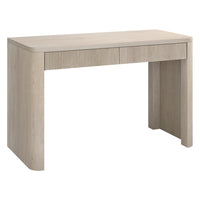 Hudson&Canal - Bureau rectangulaire cannelé Palmera de 120,7 cm de large, couleur blanc aulne-Deux tiroirs s'ouvrant séparément, avec des poignées sur le dessus pour faciliter l'utilisation