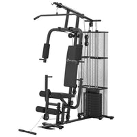 Soozier - Équipement De Gym Multifonction Pour La Maison Avec Charge De 100 Lb - Noir-Fabriqué avec un tube en acier solide et une structure robuste pour une utilisation fiable  