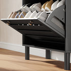 HOMCOM - Armoire à chaussures avec étagères réglables - noir-Surface recouverte de mélamine pour un nettoyage facile 
