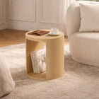 Manhattan Comfort - Table d’appoint contemporain Alure 20" - Chêne naturel-Compartiment de rangement vertical ouvert pour livres, objets de décoration ou essentiels du quotidien