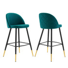 Modway - Cordial Tissu Tabourets de bar - Sarcelle - Ensemble de 2-Tabourets de bar rétro modernes