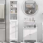 HOMCOM - Armoire de salle de bain haute avec étagères réglables - blanc-Armoire compacte et haute, parfaitement adaptée aux espaces étroits 