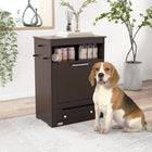 PawHut - Station d’alimentation pour animaux, armoire de rangement, conteneur - café-Fabriqué en panneau MDF, solide et résistant 