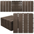 MotionGrey - Dalles de terrasse extérieures  à 4 lattes, emboîtables et imperméables, pour patio, balcon et jardin - Brun - ensemble de 20 pièces-Ensemble de 20 dalles à 4 lattes emboîtables de couleur brun pour créer un revêtement extérieur coordonné