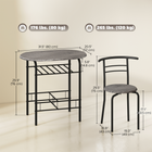 HOMCOM - ensemble de salle à manger 3 pièces 31,5 po avec étagère de rangement - gris foncé-Avec une étagère de rangement sous le plateau pour un stockage facile
