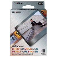 Fujifilm - Films Instantanés «Métallique Brossé» Instax Wide (10 Poses)-Chaque feuille met en vedette une bordure aux dégradés métalliques et au fini brossé 