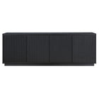 Hudson&Canal - Meuble TV Hanson pour téléviseurs jusqu'à 75" - Grain noir-Une conception de transition peut accueillir des téléviseurs jusqu'à 75 pouces pour votre espace de divertissement