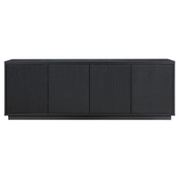 Hudson&Canal - Meuble TV Hanson pour téléviseurs jusqu'à 75" - Grain noir-Une conception de transition peut accueillir des téléviseurs jusqu'à 75 pouces pour votre espace de divertissement