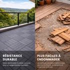 MotionGrey - Dalles de terrasse extérieures  à 4 lattes, emboîtables et imperméables, pour patio, balcon et jardin - Noir - ensemble de 20 pièces-6