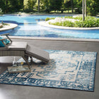 Modway - Reflect Nyssa Géométrie Géométrique Aztèque du Sud-Ouest Tapis intérieur/extérieur 5 pi l x 8 pi L - Ivoire et bleu-Tapis durable d’intérieur et d’extérieur