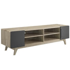 Modway - Tread Console multimédia 70 po Meuble TV, Gris naturel-Meuble TV 70 po moderne du milieu du siècle