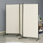 HOMCOM - Séparateur de pièce autoportant à 3 panneaux à double charnière pour bureau à domicile - beige-Assemblage simple requis 