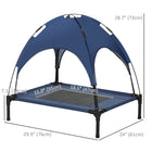 PawHut - Lit rafraîchissant surélevé pour animaux avec auvent pour chiens de taille moyenne - 30 po L x 24 po l x 29 po H - bleu foncé-Le tissu est fabriqué en polyester haute densité et respirant pour éloigner la chaleur 