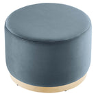 Modway - Tilden Grand velours rond de performance de 23" Rembourré Ottoman - Cadet Blue Natural-Arrivée entièrement assemblée