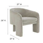 Modway - Greer Tissu Boucle Rembourré Fauteuil d’accent - Parchemin-Conception à 3 jambes