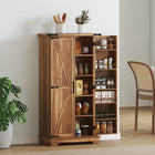 HOMCOM - Armoire de cuisine avec étagères réglables - brun-Armoire à cinq niveaux avec deux étagères réglables et 12 étagères de porte pour maximiser l'espace de rangement 