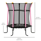 Soozier - Trampoline pour enfants avec filet de protection - 64" de diamètre - Rose-L'enceinte de sécurité et les poteaux de rembourrage épais empêchent le sauteur de glisser accidentellement 