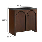 Modway - Appia 36" Vanette de salle de bain - Noir noyer-Découpe de plomberie