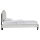 Modway - Daisy Performance Velvet Lit de plateforme complet, Gris clair-Système de soutien en lattes de bois