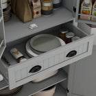 HOMCOM - Armoire de cuisine 71 po avec étagères à épices et éclairage LED - gris-Conception anti-basculement pour plus de sécurité 
