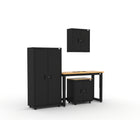 Cat - Ensemble d’armoires de garage (PAA) incluant 1 armoire-vestiaire, 1 armoire murale, 1 armoire de base et un établi de 48 po-Construction industrielle en acier : Cadres en acier de calibre 22 et portes en acier de calibre 20 pouvant supporter jusqu’à 500 lb par armoire pour une performance durable.
