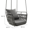 Modway - Kaliah Terrasse extérieure Aluminium Chaise à balançoire in Charbon de bois-Sangles de ceinture en polyester
