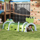 Qaba - Tunnel pour enfants à ramper - motif crocodile - vert-Modulable en ligne droite, en arc de cercle ou en forme de S pour varier les plaisirs 