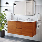 Modway - Scenic Double support mural de 48" Vanette de salle de bain - Blanc cerise-Construction en mélamine