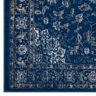 Modway - Lilja Médaillon vintage vieilli Tapis de 5 pi l x 8 pi L - Bleu marocain beige et ivoire-Polypropylène 100% à thermofixation douce