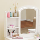 Qaba - Ensemble coiffeuse pour enfants, set de maquillage factice avec miroir éclairé - blanc-Fabriqué en MDF avec un miroir incassable pour une utilisation quotidienne en toute sécurité
