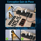 Huntkey - Parasurtenseur multiprise avec 12 prises et 3 ports USB (2 USB-A et 1 USB-C à charge rapide 20 W), cordon de 6 pi avec fiche plate - noir, paquet de 2-Équipé de 2 ports USB-C et 1 port USB-A pour fournir une charge haute vitesse aux téléphones intelligents et tablettes directement depuis la barre, réduisant ainsi l'encombrement du bureau.