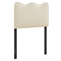 Modway - Athena Rayé Tissu tapis Tête de lit jumelée, Rayures d’avoine-Rembourrage en tissu semblable au lin