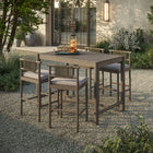 Modway - Eleni 5 pièces Terrasse extérieure Bois de teck Bar Set - Caillou gris vieilli-Accessoires de dossier en corde tressée