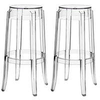 Modway - Casper Tabouret de bar sans dossier - Clair - Ensemble de 2-Construction acrylique transparente