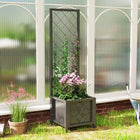 Outsunny - jardinière surélevée galvanisée avec treillis - 15,7 po x 15,7 po x 55,1 po-Treillis intégré pour soutenir la croissance des plantes grimpantes 