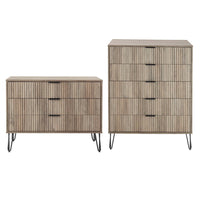 Manhattan Comfort - Dumbo commode moderne et commode haute 5 tiroirs - gris rustique - ensemble de 2-Commode de chambre moderne-contemporaine avec une touche de glamour comprenant une commode standard et une commode haute