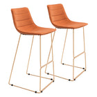 Zuo - Adele Tabouret de bar - Orange/Or - Ensemble de 2-Design ergonomique