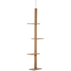 PawHut - Arbre à chat du sol au plafond 100 po avec 3 perchoirs - brun clair-Quatre plateformes offrent à votre chat la liberté de grimper, se reposer et jouer 