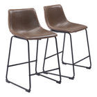 Zuo - Smart Tabouret de comptoir - Vintage Espresso - Ensemble de 2-Repose-pieds ergonomique et confortable