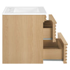Modway - Render Support mural de 24" Vanette de salle de bain - Oak White-Matchs non inclus