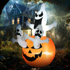 HOMCOM - 1 - 8 m Gonflable Halloween Citrouille Fantômes pour jardin-Deux lumières de module LED créent un effet effrayant, étrange et accrocheur 