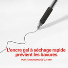 Staples - Stylo gel rétractable ProGel - pointe Moyenne - 0,7 mm - encre noire - Paquet de 4-Encre longue durée sans acide avec jusqu’à 800 mètres d’utilisation du stylo (c’est un demi mille!)