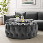 Modway - Amour Gros rond à boutons touffés Performance Velvet Ottoman - Gris-Rembourrage en velours polyester Performance