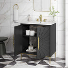 Modway - Awaken 30" Vanette de salle de bain - Blanc Noir-Trous centraux de 8"