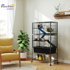 PawHut - Cage à 5 niveaux pour rat, lapin, furet, chinchilla 34,6 po L x 18,9 po l x 59,3 po H-Espacement des barreaux de 0,5 po (1,2 cm) empêche les évasions, sûr pour les petits animaux 