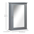 Kleankin - Armoire de salle de bain murale avec miroir et étagères - gris-La surface est peinte, ce qui facilite le nettoyage 