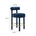 Modway - Toulouse Performance Velvet Tabouret de comptoir - Midnight Blue Gold-Tissu de velours Performance